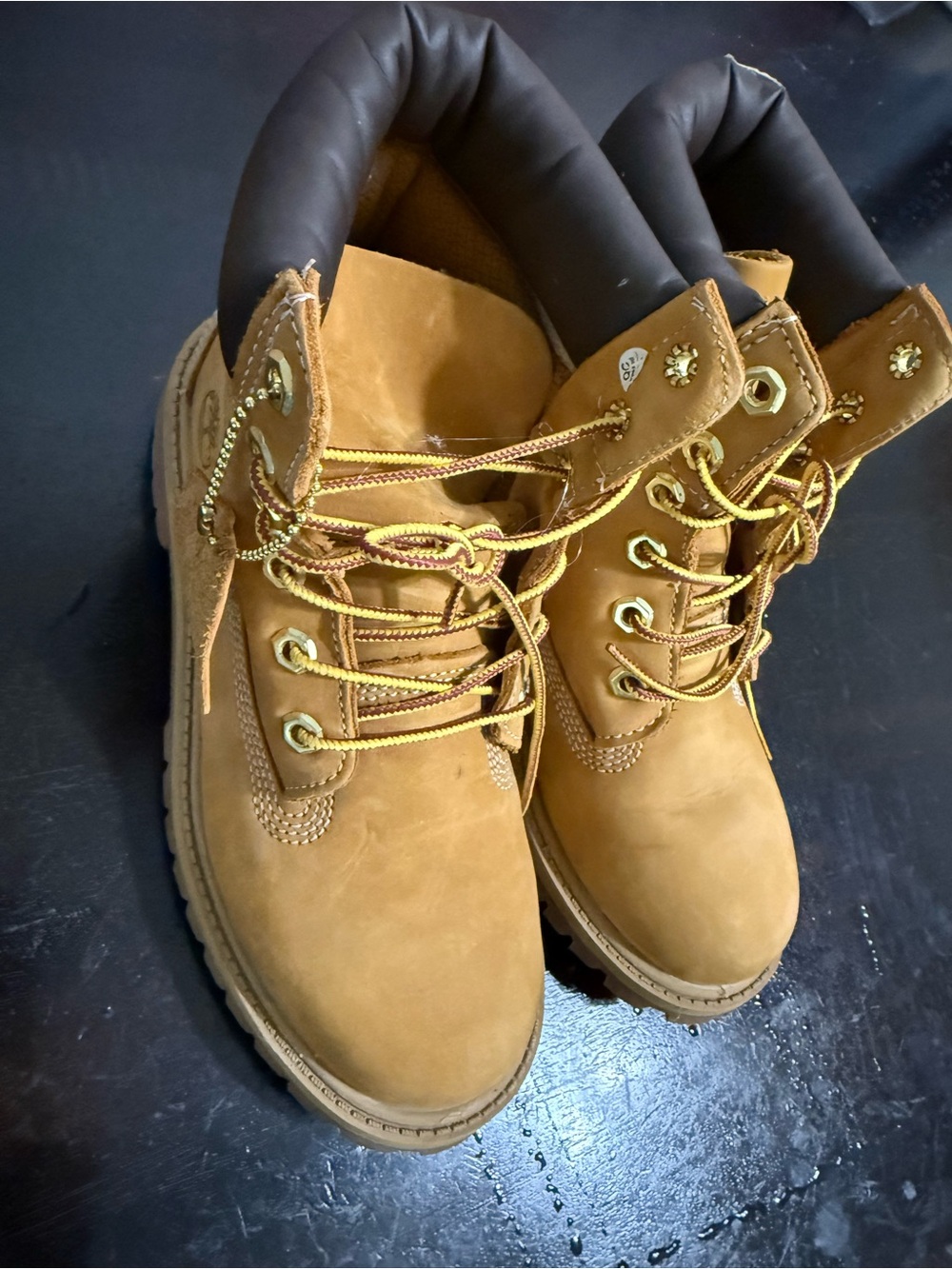 Timberland Kids Wheat/Nubuck Tan Lace-Up Boots with Gold Hardware - Picture 2 of 5